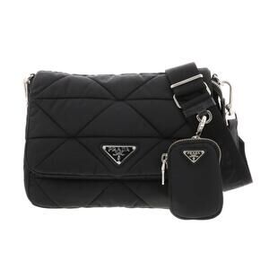 PRADA Padded Quilted Shoulder Bag Black